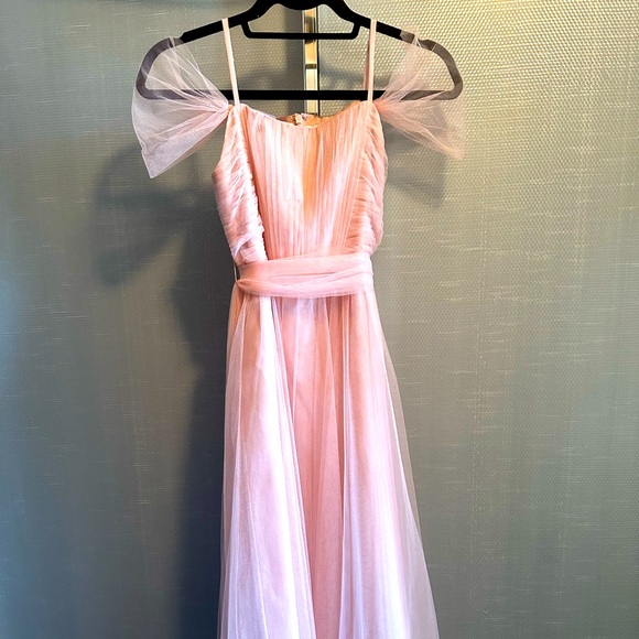 Revelry Tulle Junior Bridesmaid Dress in Pale Pink Size J10